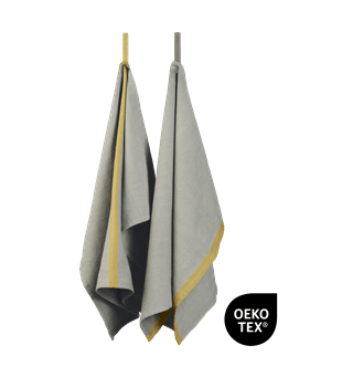 EK-TT263 - Tea Towel / Herringbone/Twill (2-pack) (Grey/Yellow)